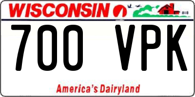 WI license plate 700VPK