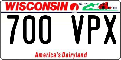WI license plate 700VPX