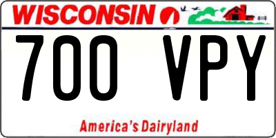 WI license plate 700VPY