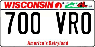 WI license plate 700VRO