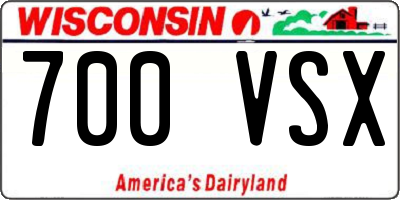 WI license plate 700VSX