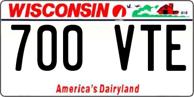 WI license plate 700VTE