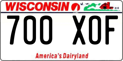 WI license plate 700XOF