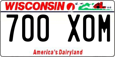 WI license plate 700XOM