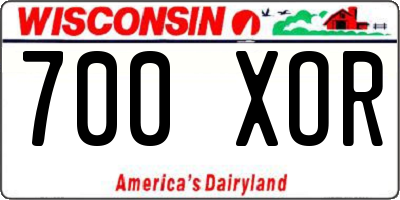 WI license plate 700XOR