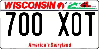 WI license plate 700XOT