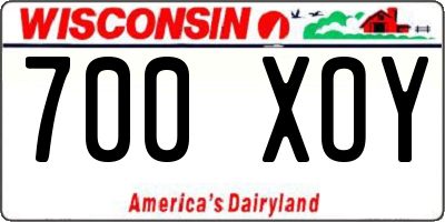 WI license plate 700XOY