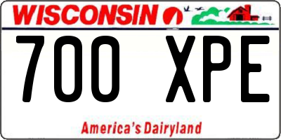 WI license plate 700XPE