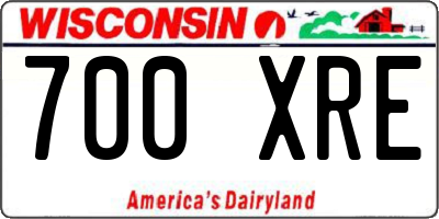WI license plate 700XRE