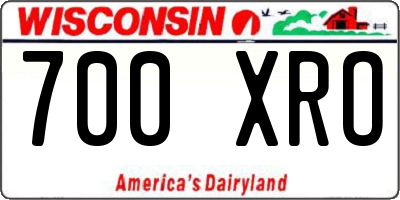 WI license plate 700XRO