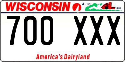 WI license plate 700XXX