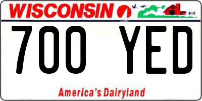 WI license plate 700YED