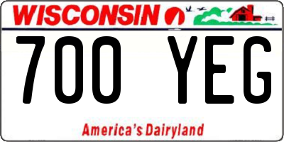 WI license plate 700YEG