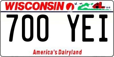 WI license plate 700YEI