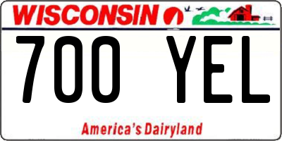 WI license plate 700YEL