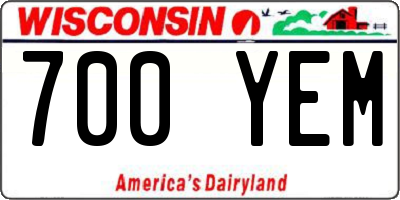 WI license plate 700YEM