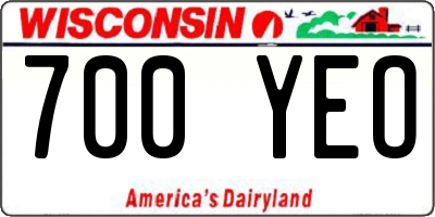 WI license plate 700YEO