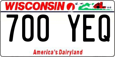 WI license plate 700YEQ