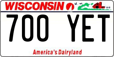 WI license plate 700YET