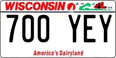 WI license plate 700YEY
