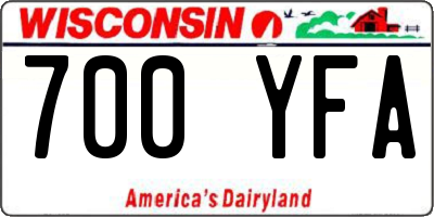 WI license plate 700YFA