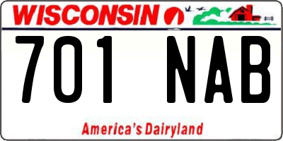 WI license plate 701NAB