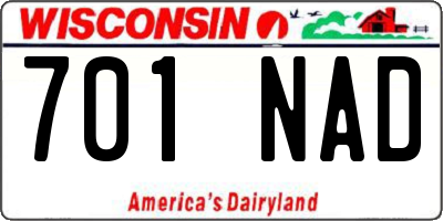WI license plate 701NAD