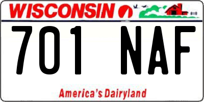 WI license plate 701NAF