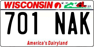 WI license plate 701NAK