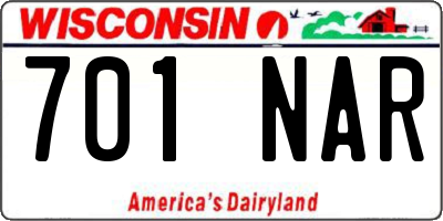 WI license plate 701NAR