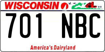 WI license plate 701NBC