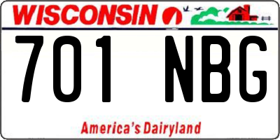 WI license plate 701NBG