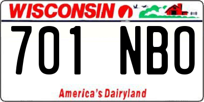 WI license plate 701NBO