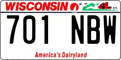 WI license plate 701NBW