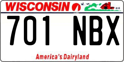 WI license plate 701NBX