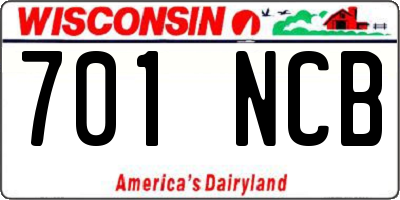 WI license plate 701NCB