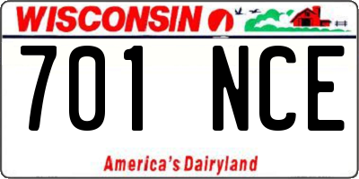WI license plate 701NCE
