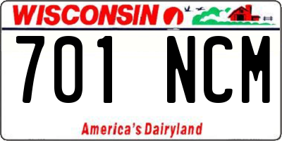 WI license plate 701NCM
