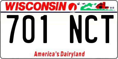 WI license plate 701NCT