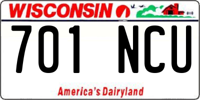 WI license plate 701NCU