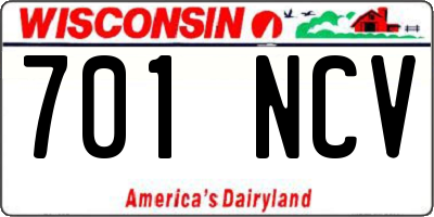 WI license plate 701NCV