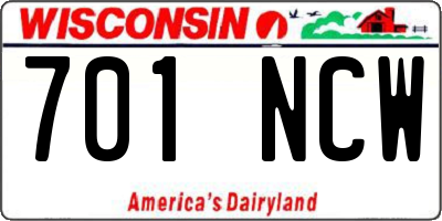WI license plate 701NCW
