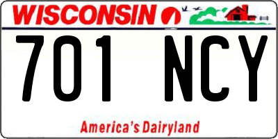 WI license plate 701NCY