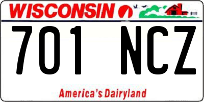 WI license plate 701NCZ