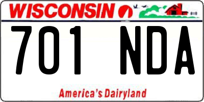 WI license plate 701NDA