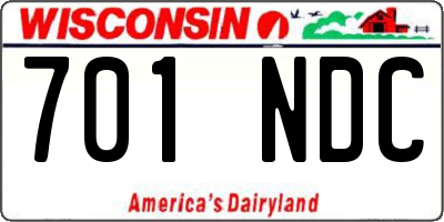 WI license plate 701NDC