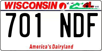 WI license plate 701NDF