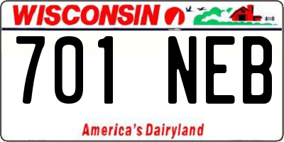 WI license plate 701NEB
