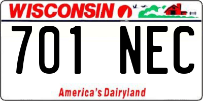 WI license plate 701NEC