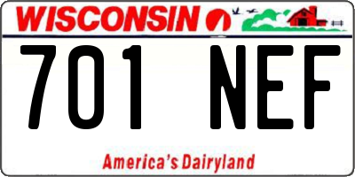 WI license plate 701NEF